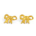 SOHIRA Golden Bow Charm Earrings Large | 18K Gold Plated