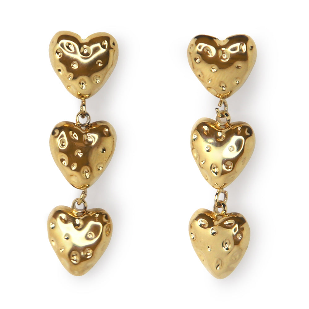 Lover's Trio Dangle Earring | 18K Gold Plated