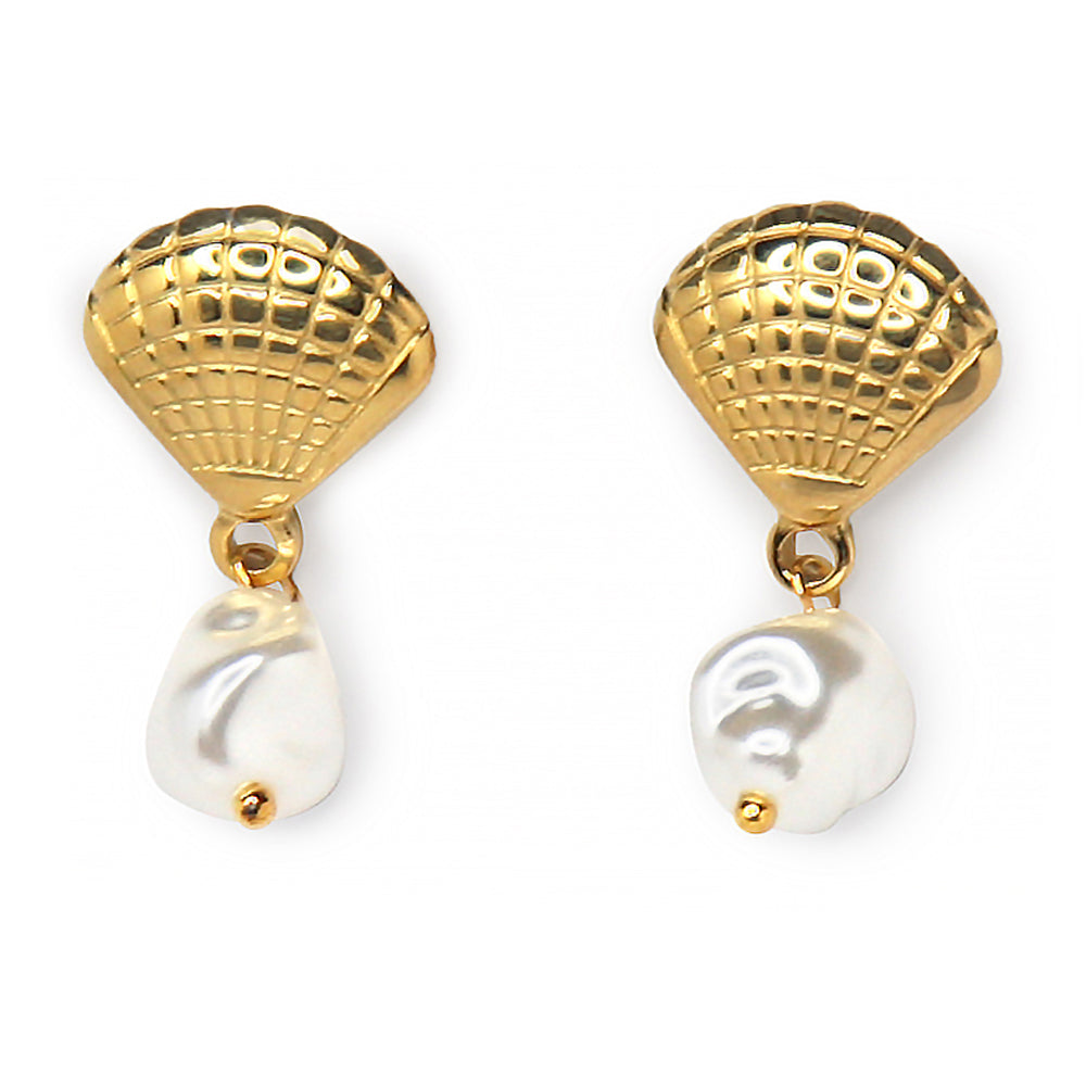 Shell Pearl Earring | 18K Gold Plated