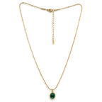 Green Gemstone Pendant Necklace | 18K Gold Plated