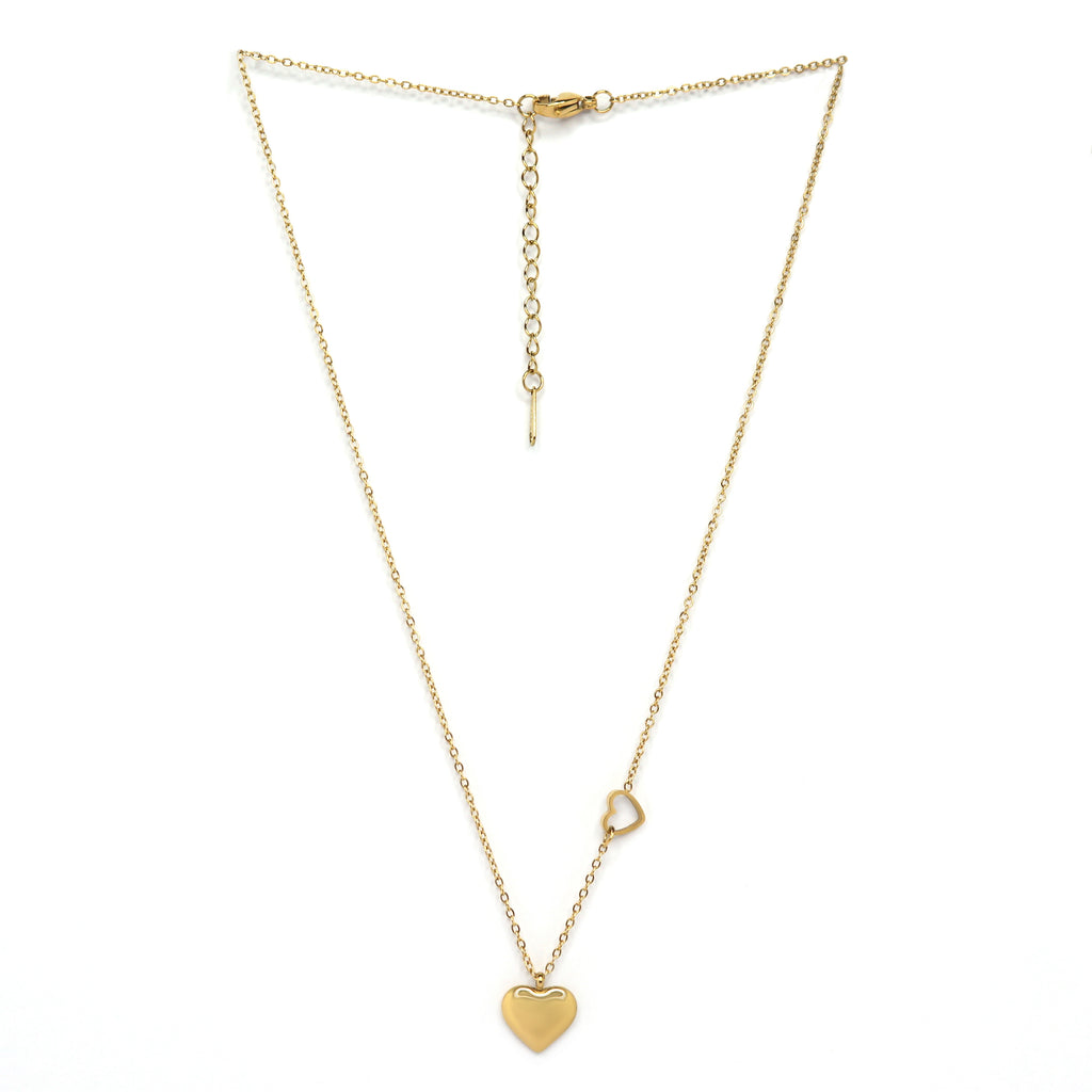 SOHIRA Lover’s Embrace Double Heart Necklace | 18K Gold Plated