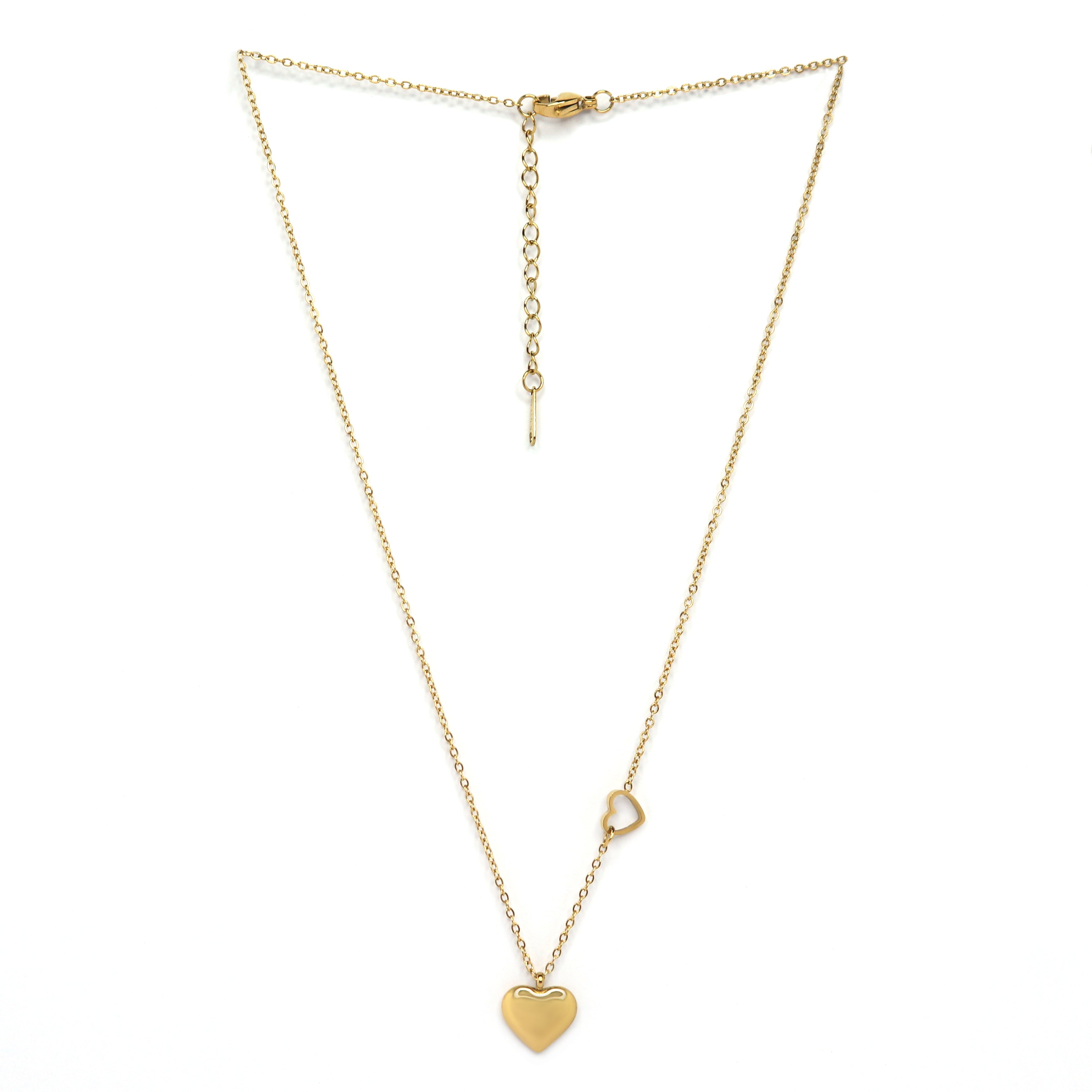 SOHIRA Lover’s Embrace Double Heart Necklace | 18K Gold Plated