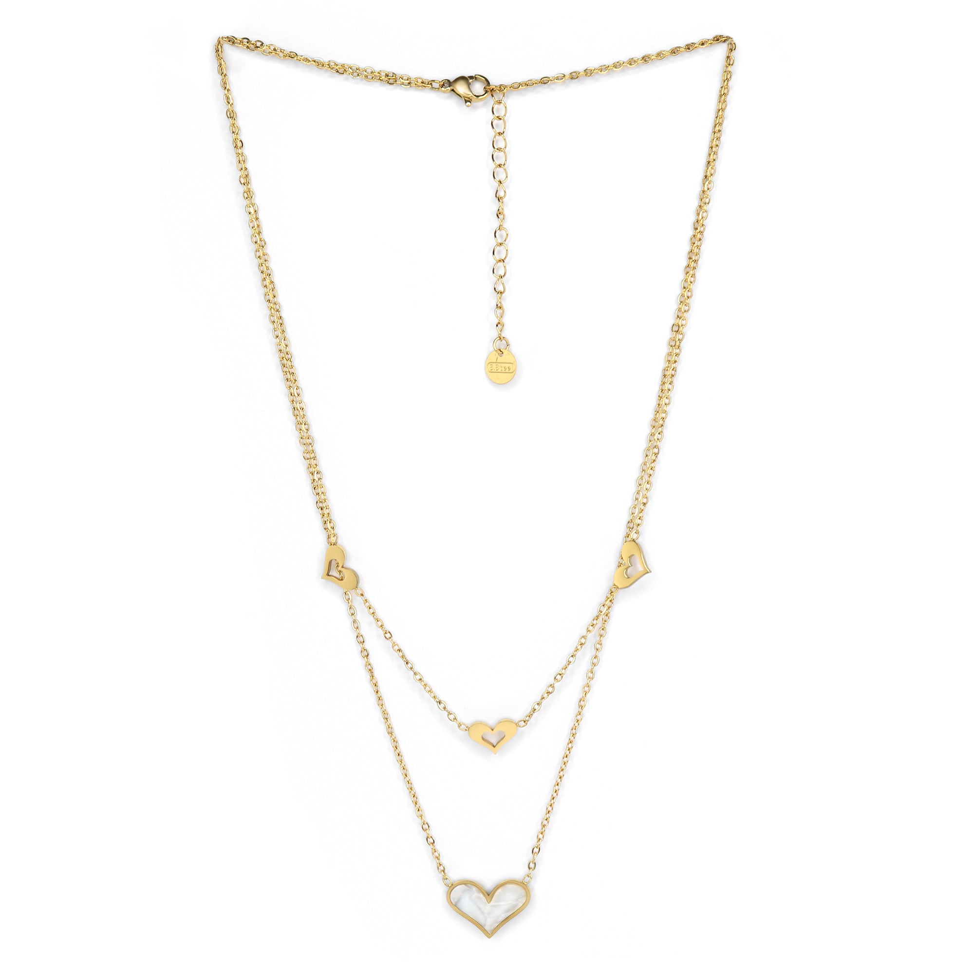 Heart Acrylic Double Layer Necklace | 18K Gold Plated