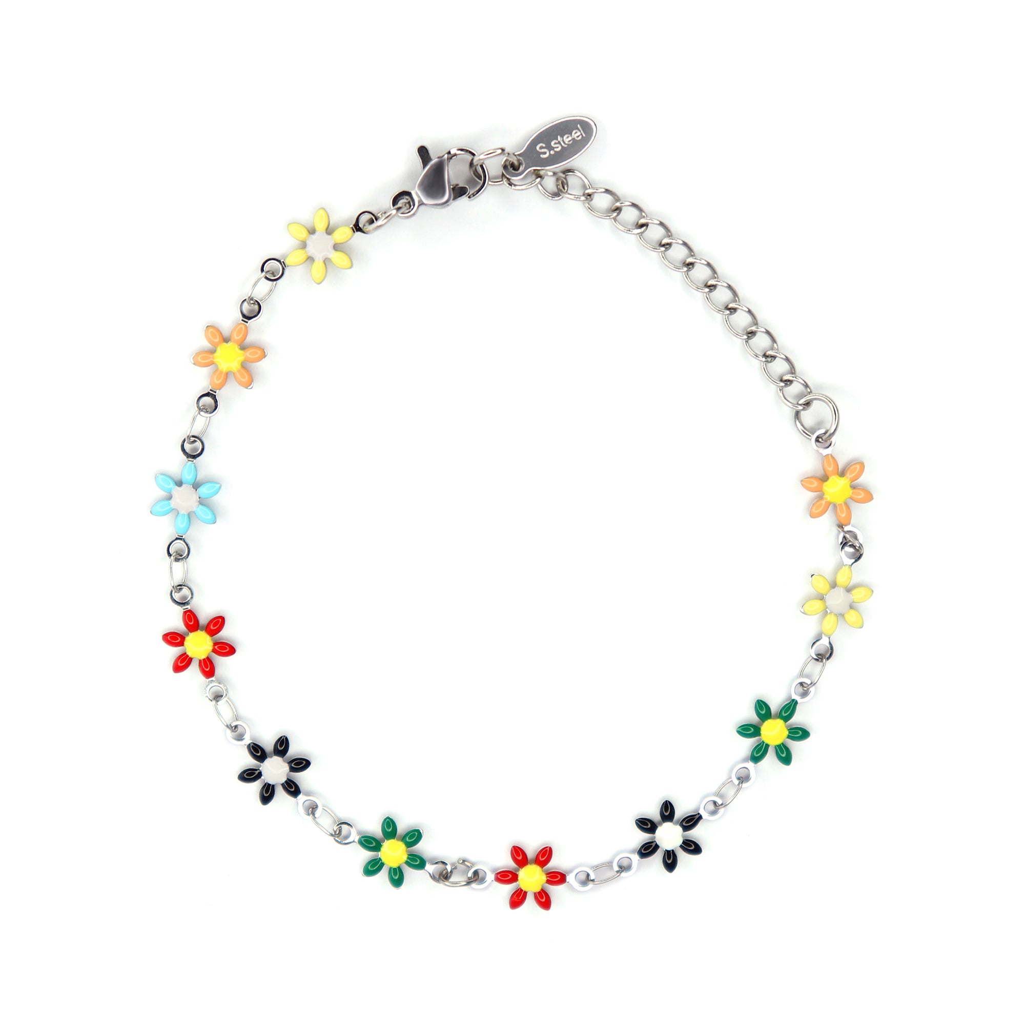Rainbow Bloom Bracelet | 18K White Gold Plated | Anti Tarnish Jewellery