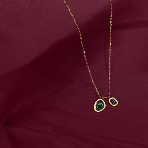 SOHIRA Dual Charm Gemstone Necklace | 18K Gold Plated