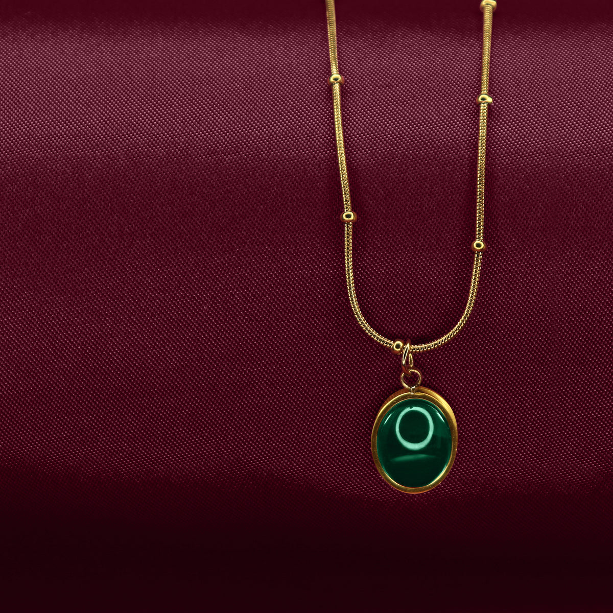 Green Gemstone Pendant Necklace | 18K Gold Plated