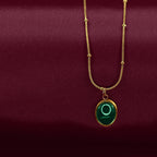 Green Gemstone Pendant Necklace | 18K Gold Plated