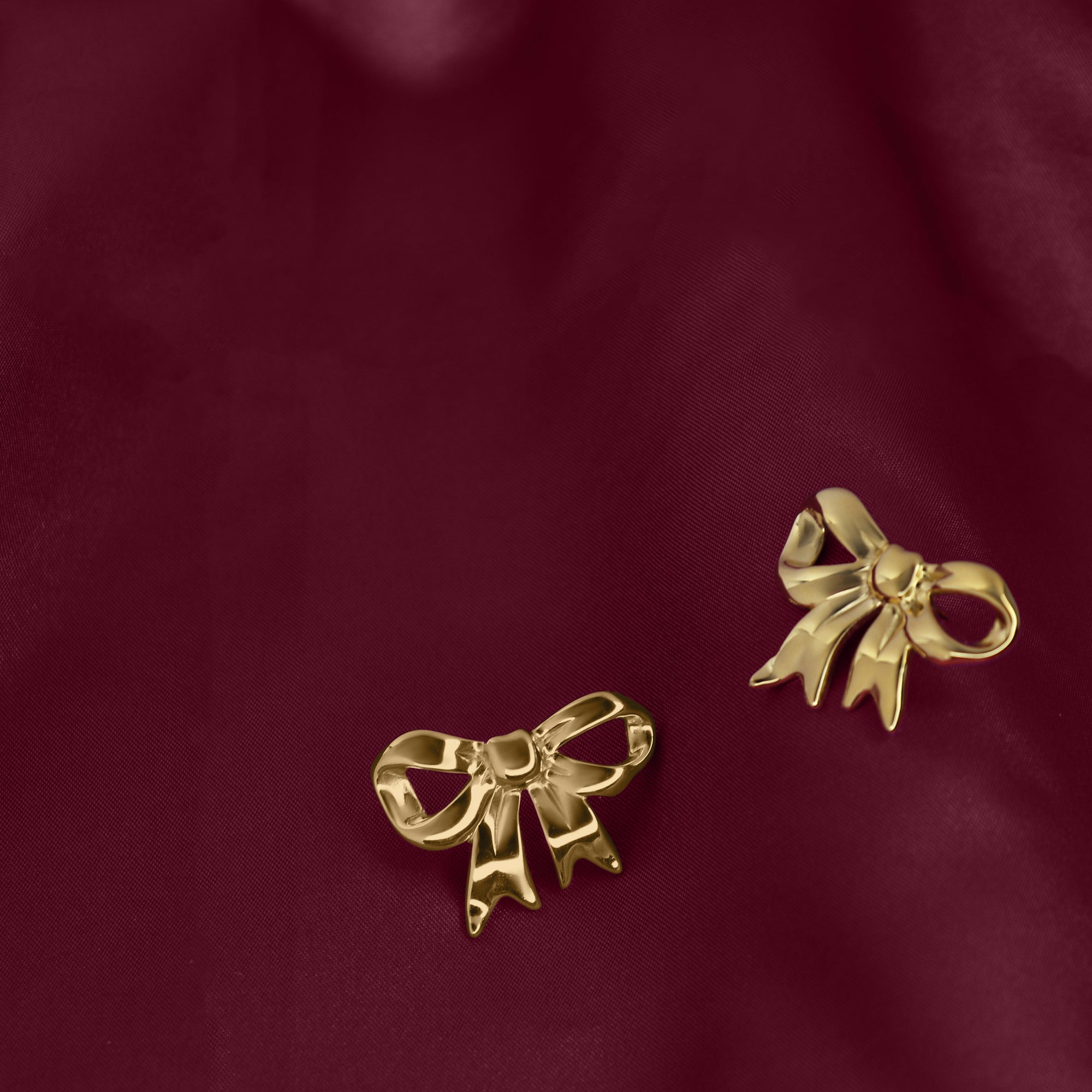 SOHIRA Golden Bow Charm Earrings Large | 18K Gold Plated