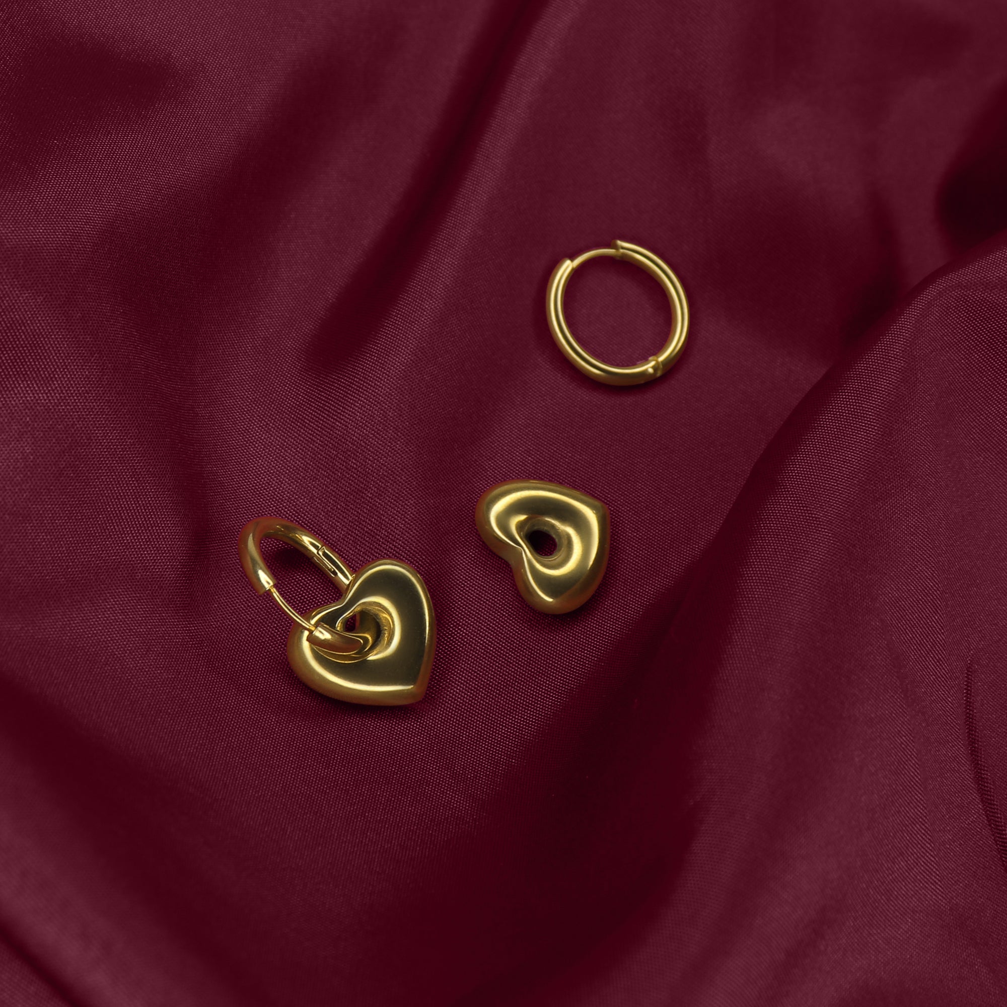 SOHIRA Heart Shift Hoop Earrings | 18K Gold Plated