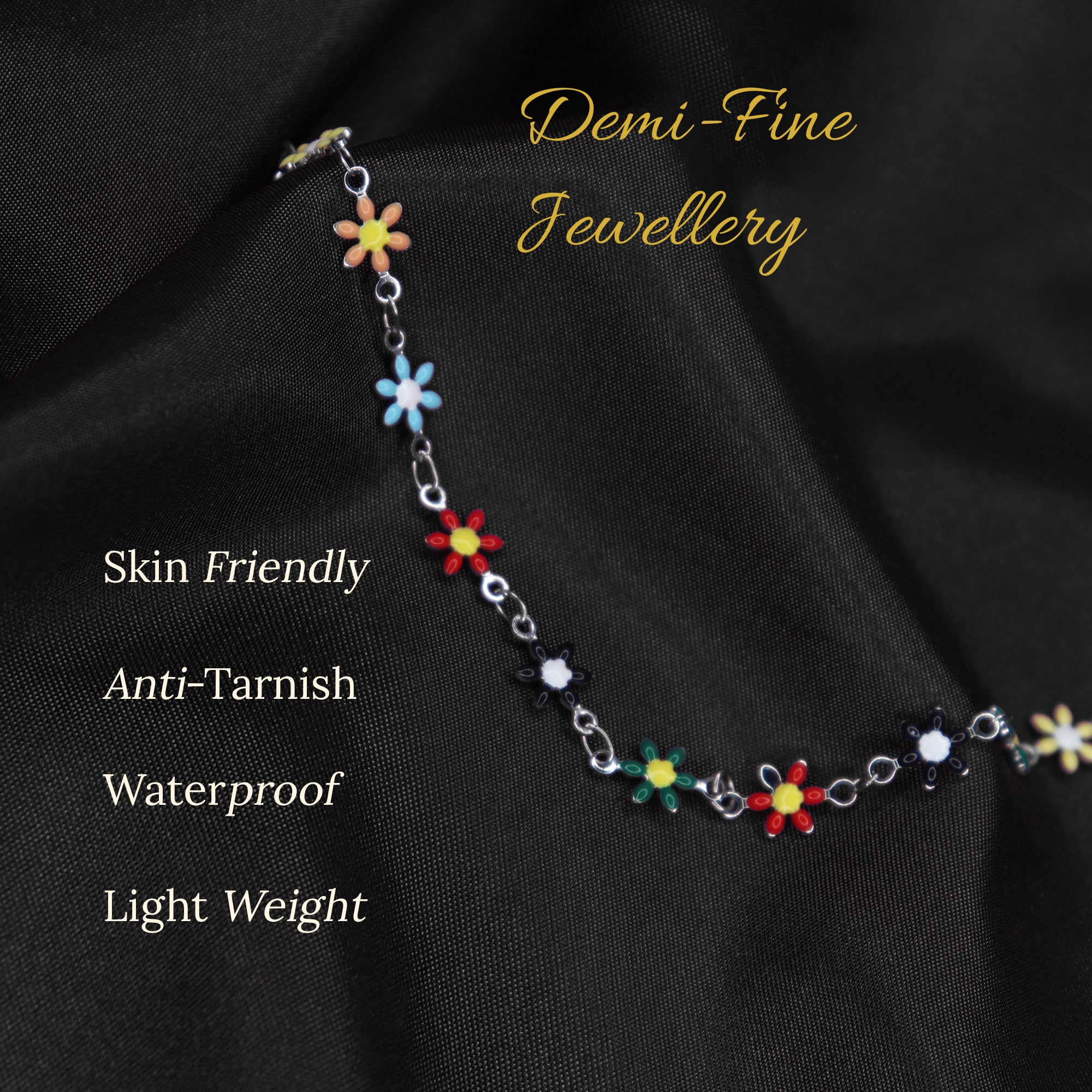 Rainbow Bloom Bracelet | 18K White Gold Plated | Anti Tarnish Jewellery