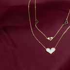 Heart Acrylic Double Layer Necklace | 18K Gold Plated