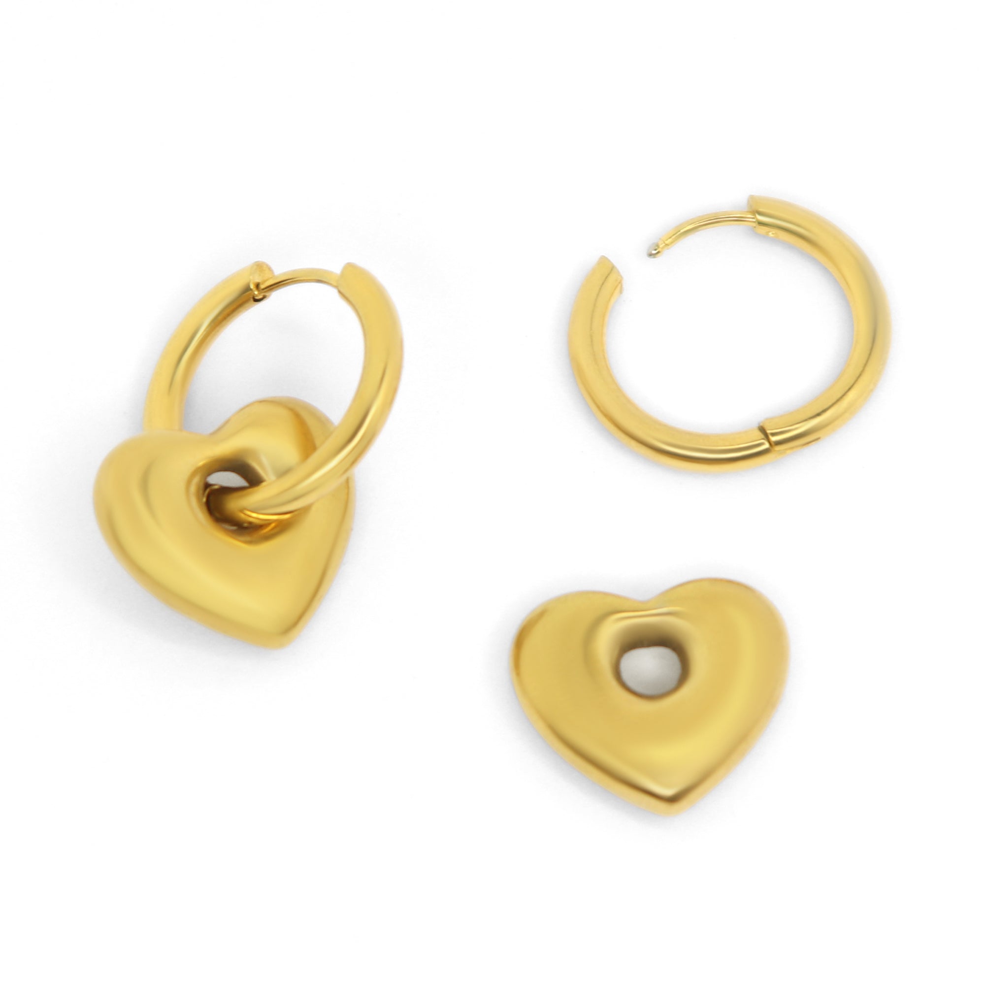 SOHIRA Heart Shift Hoop Earrings | 18K Gold Plated