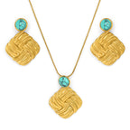 Turquoise Weave Necklace Set  | 18K Gold Plated  | Anti Tarnish Jewellery