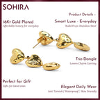 Lover's Trio Dangle Earring | 18K Gold Plated | Anti Tarnish Jewellery