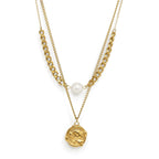 Rose Pearl Double Layer Necklace | 18K Gold Plated | Anti Tarnish Jewellery