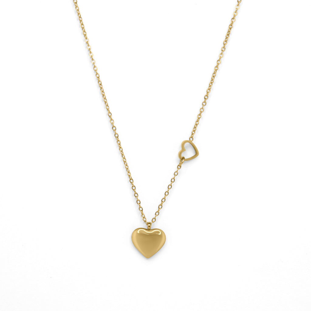 SOHIRA Lover’s Embrace Double Heart Necklace | 18K Gold Plated