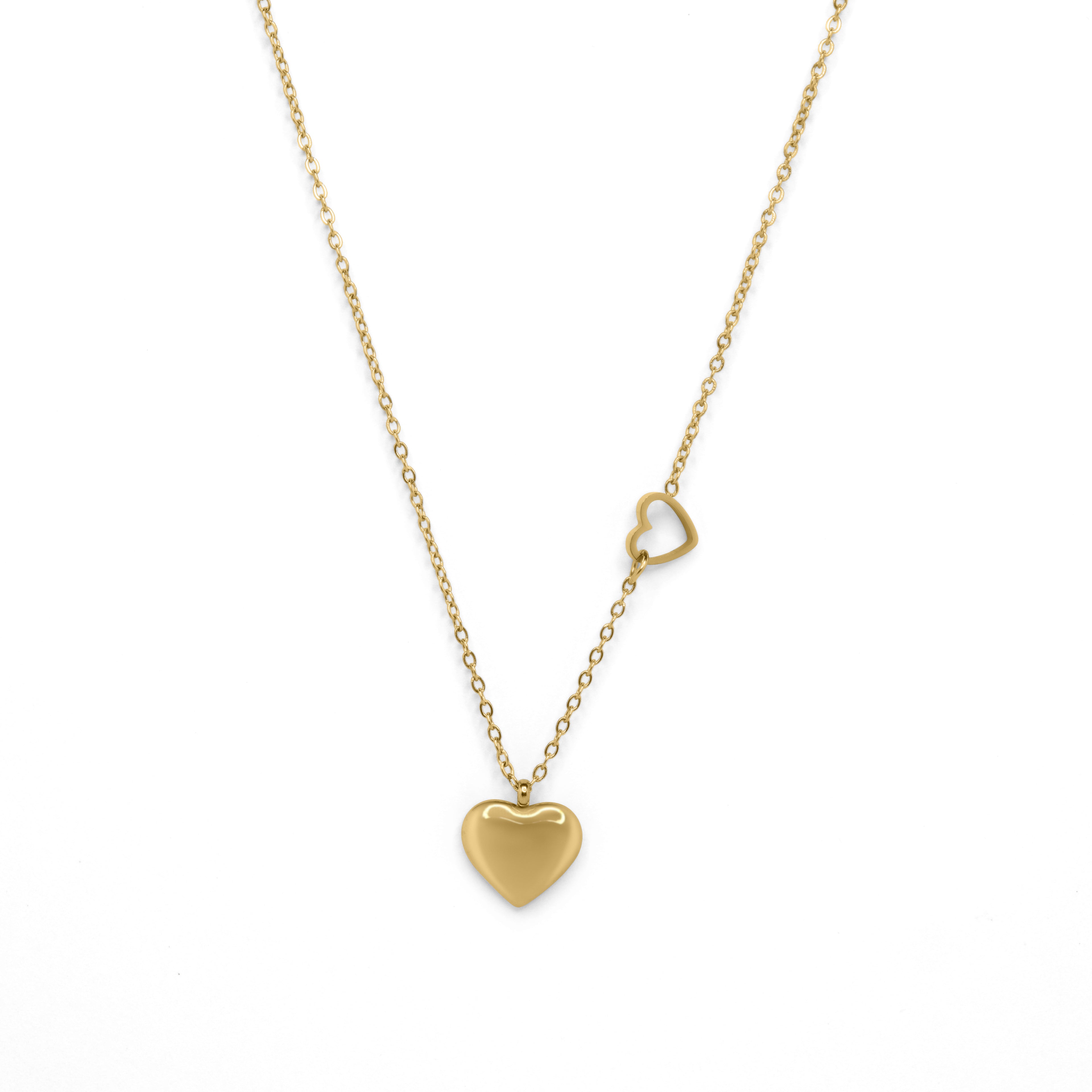 SOHIRA Lover’s Embrace Double Heart Necklace | 18K Gold Plated