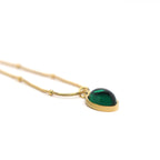 Green Gemstone Pendant Necklace | 18K Gold Plated