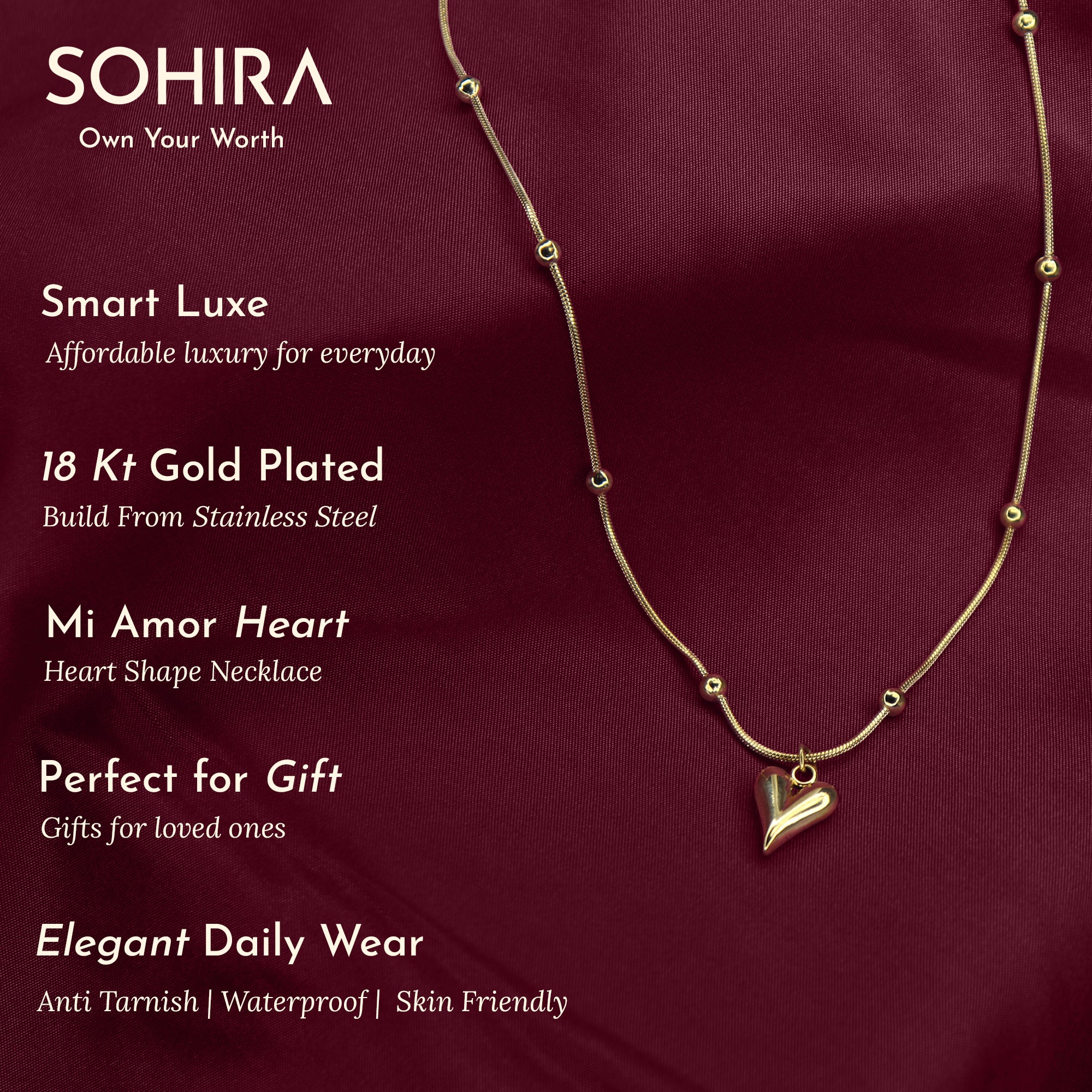 Mi Amor Necklace | 18K Gold Plated | Anti Tarnish Jewellery