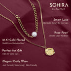 Rose Pearl Double Layer Necklace | 18K Gold Plated | Anti Tarnish Jewellery