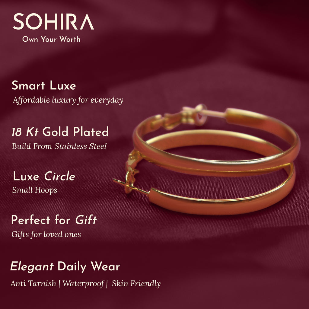 SOHIRA Luxe Circle small Hoop | 18K Gold Plated