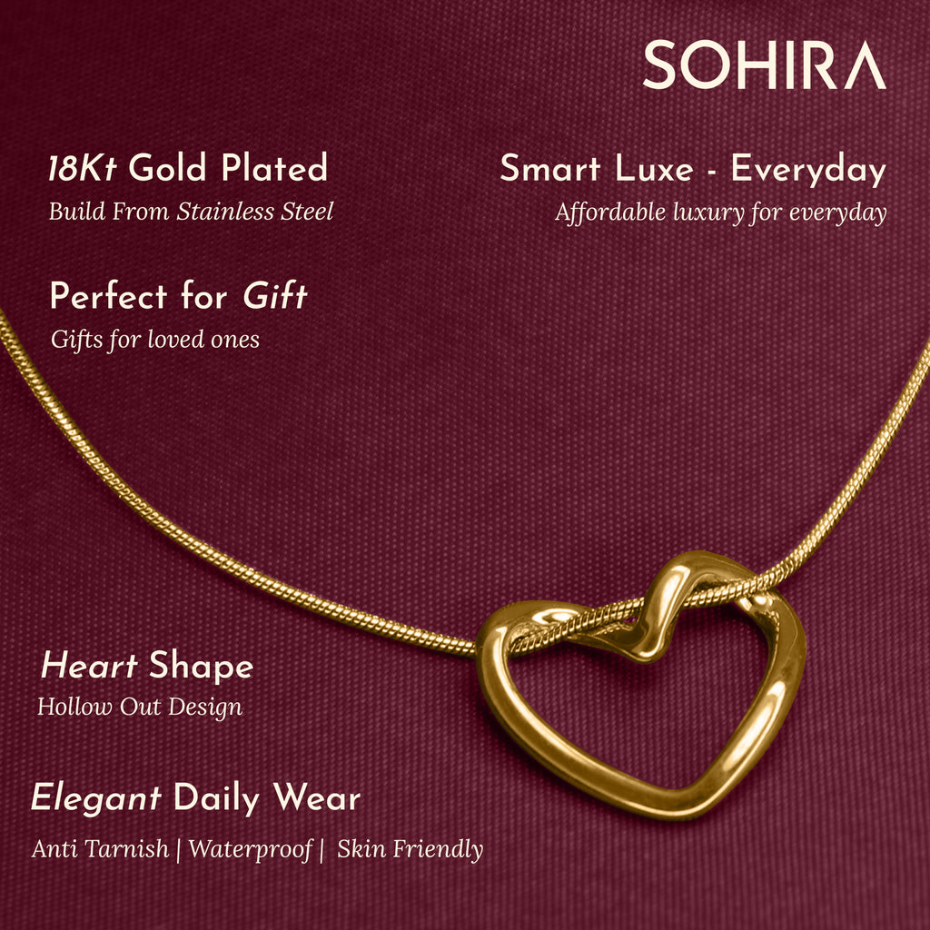 Hollow Love Necklace | 18K Gold Plated | Anti Tarnish Jewellery