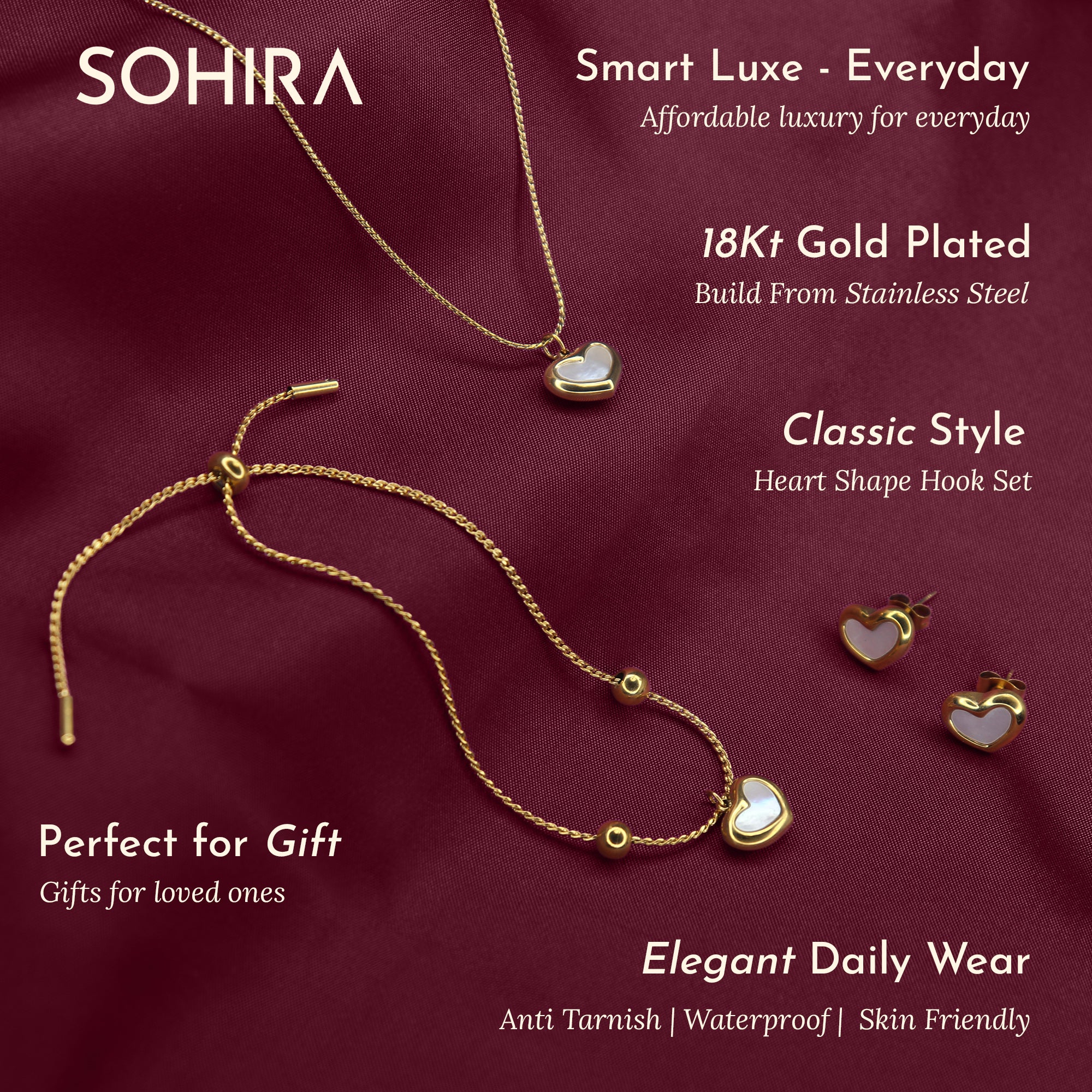SOHIRA Infinite Love Necklace Set | 18K Gold Plated