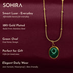 Green Gemstone Pendant Necklace | 18K Gold Plated