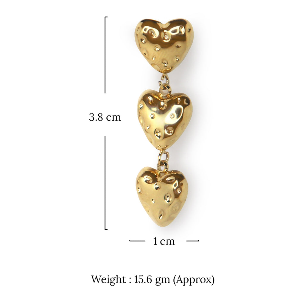 Lover's Trio Dangle Earring | 18K Gold Plated | Anti Tarnish Jewellery