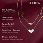 Heart Acrylic Double Layer Necklace | 18K Gold Plated