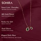 Dual Charm Gemstone Necklace | 18K Gold Plated | Anti Tarnish Jewellery