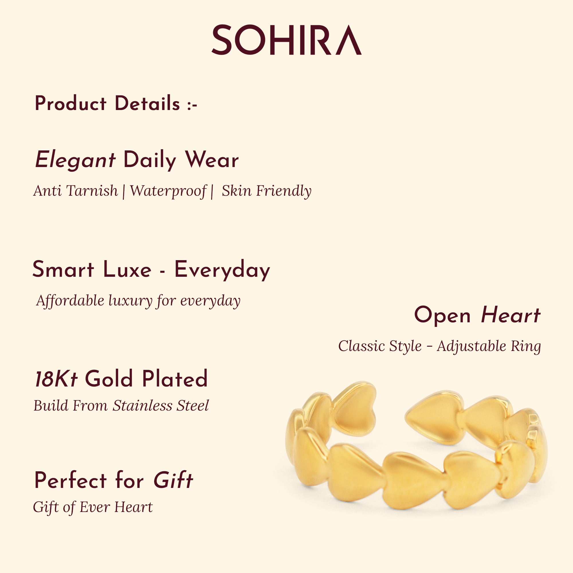 Everheart Ring | 18K Gold Plated | Anti Tarnish Jewellery