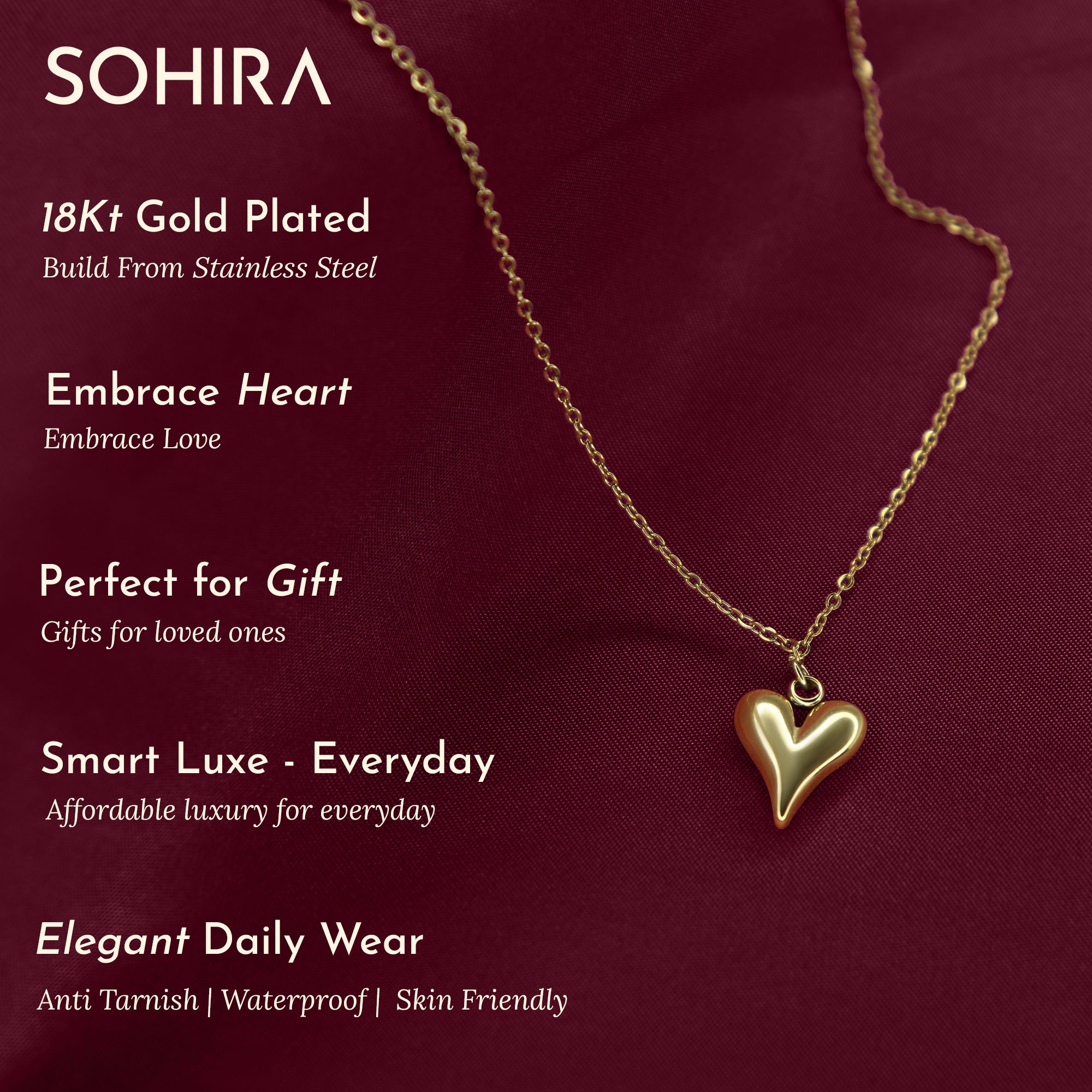 SOHIRA Love's Embrace Necklace | 18K Gold Plated