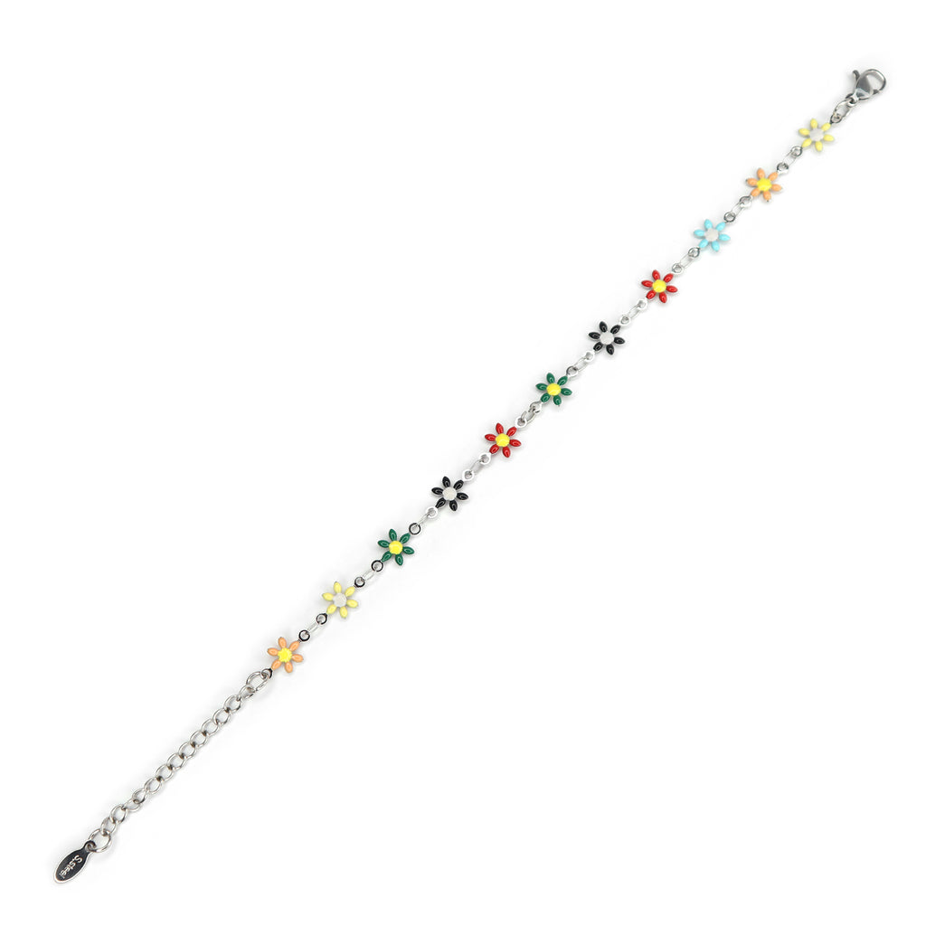 Rainbow Bloom Bracelet | 18K White Gold Plated | Anti Tarnish Jewellery