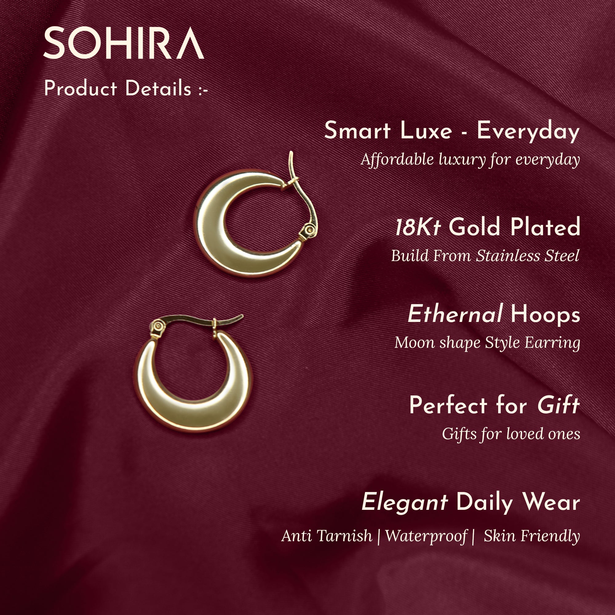 SOHIRA Ethernal Hoop | 18K Gold Plated