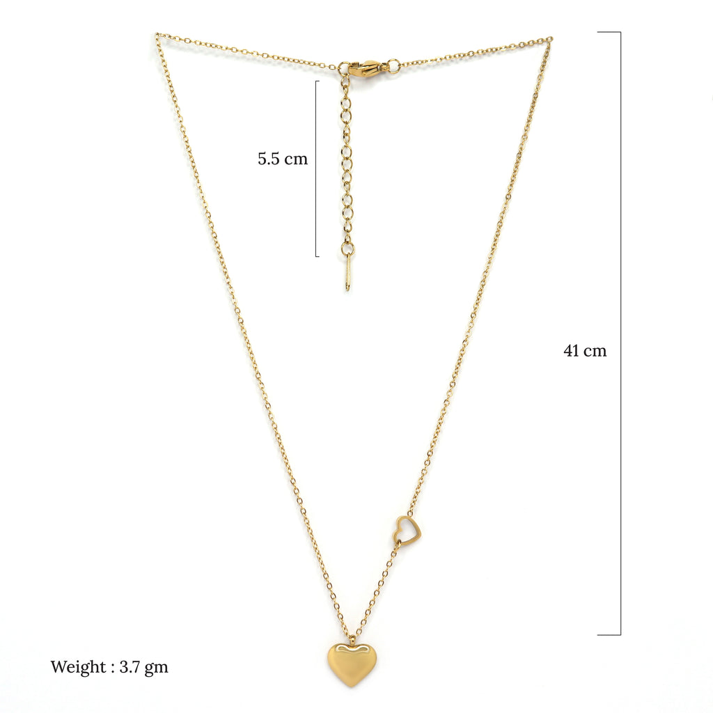 SOHIRA Lover’s Embrace Double Heart Necklace | 18K Gold Plated