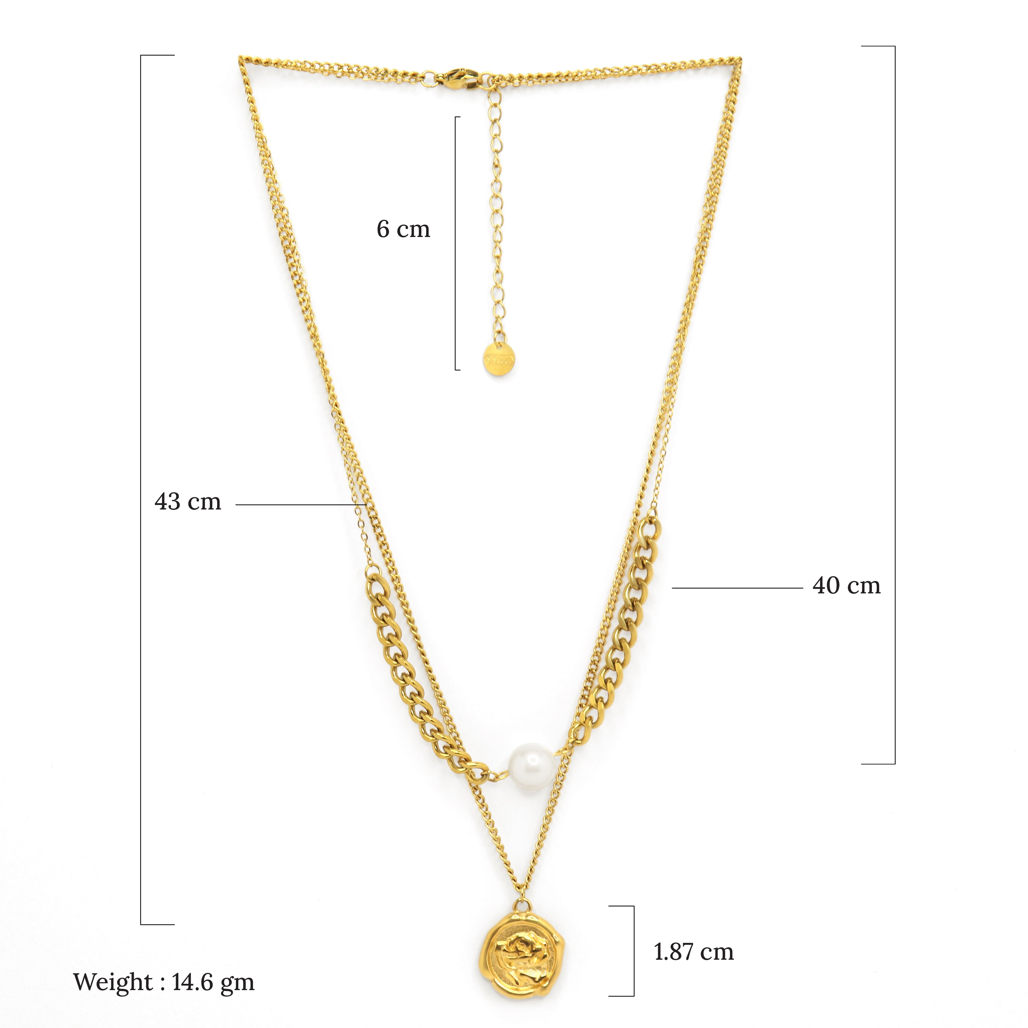 SOHIRA Rose Pearl Double Layer Necklace | 18K Gold Plated