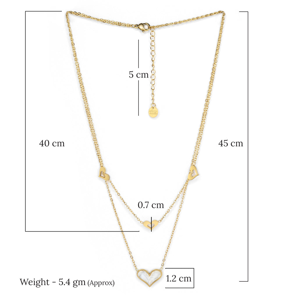 Heart Acrylic Double Layer Necklace | 18K Gold Plated
