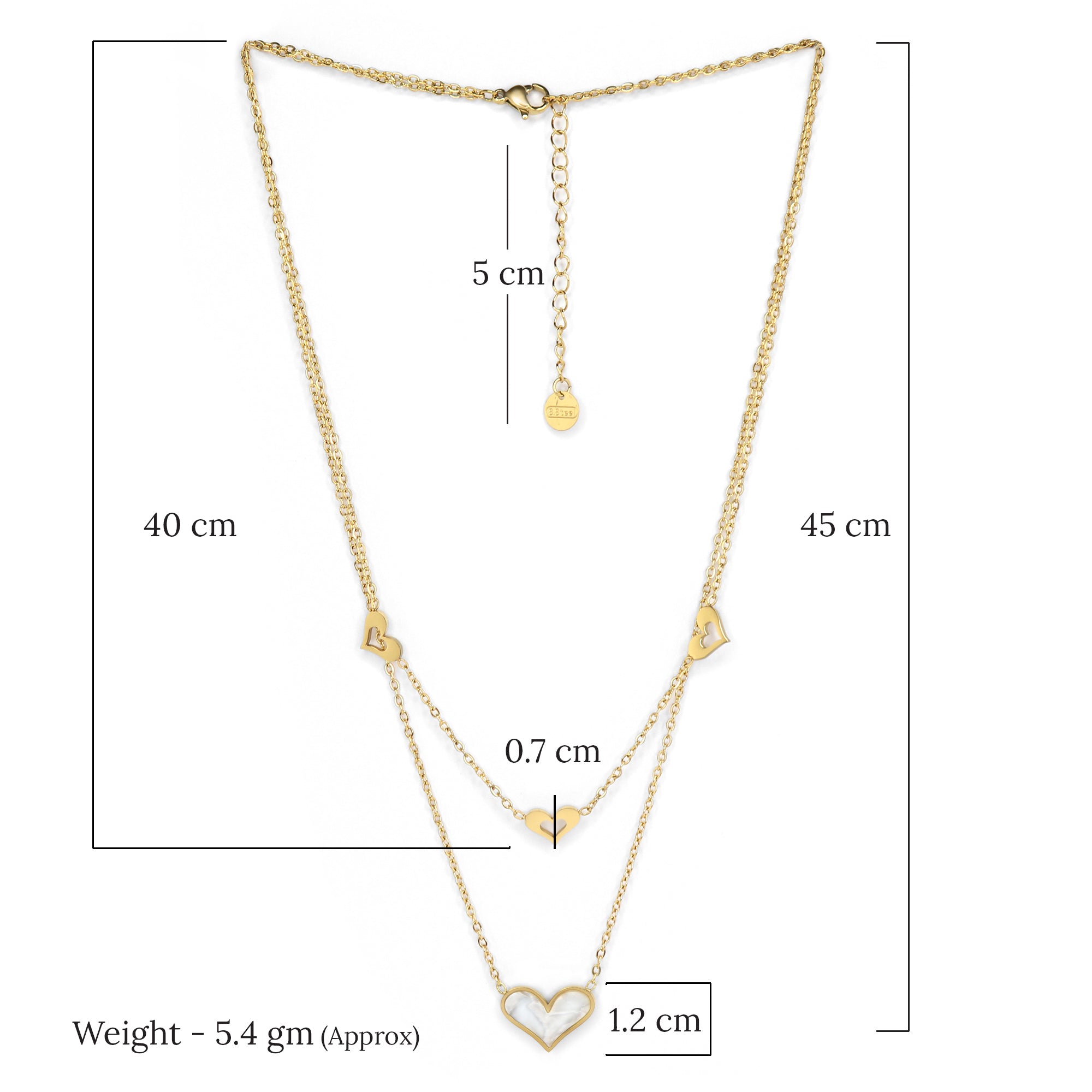 Heart Acrylic Double Layer Necklace | 18K Gold Plated