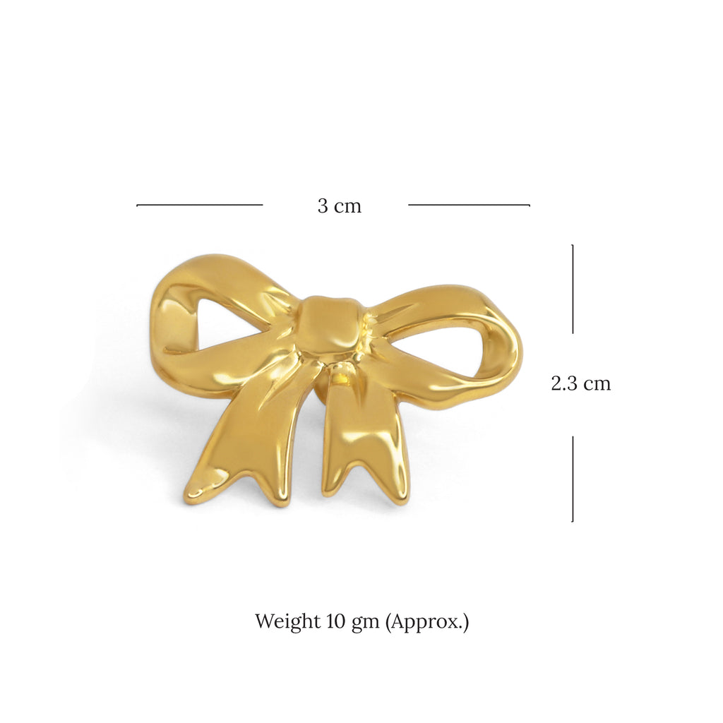 SOHIRA Golden Bow Charm Earrings Large | 18K Gold Plated