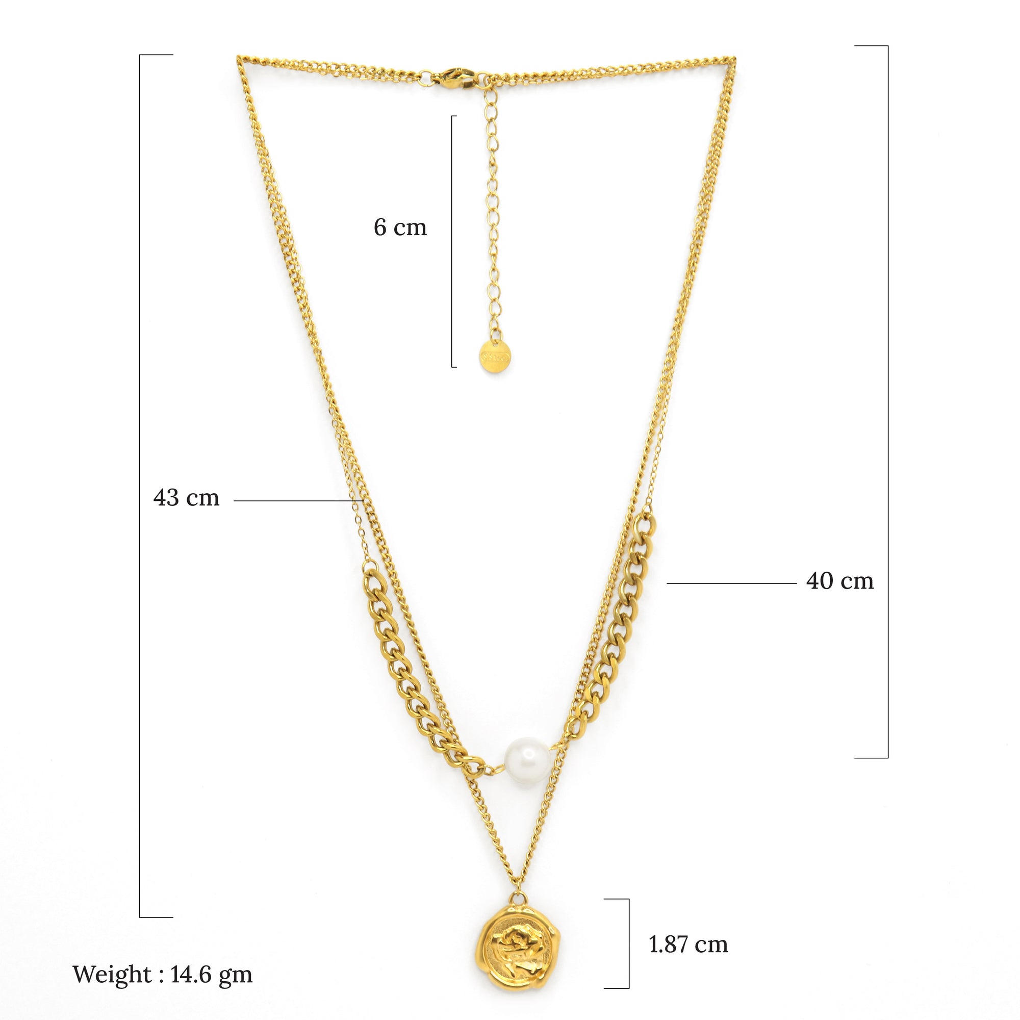 Rose Pearl Double Layer Necklace | 18K Gold Plated | Anti Tarnish Jewellery