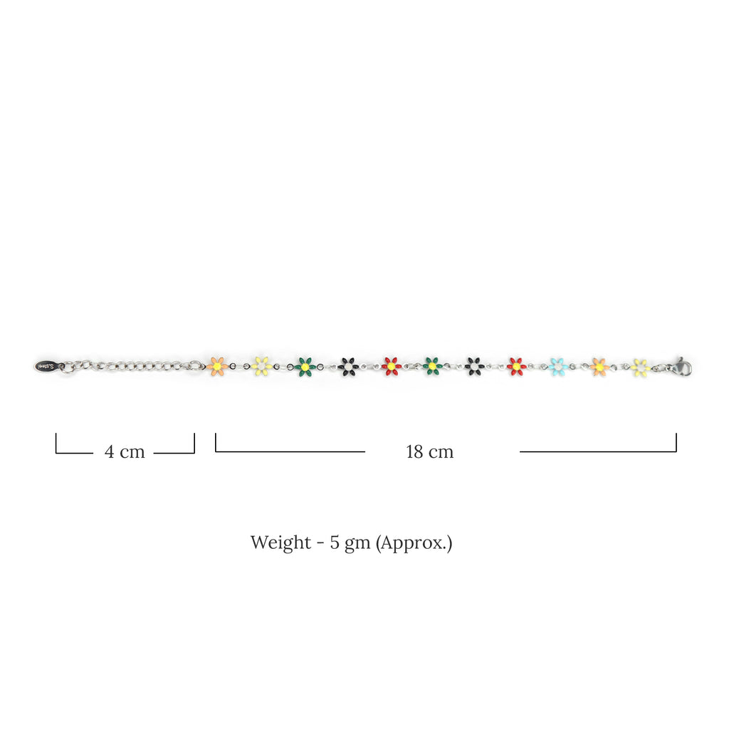 Rainbow Bloom Bracelet | 18K White Gold Plated | Anti Tarnish Jewellery