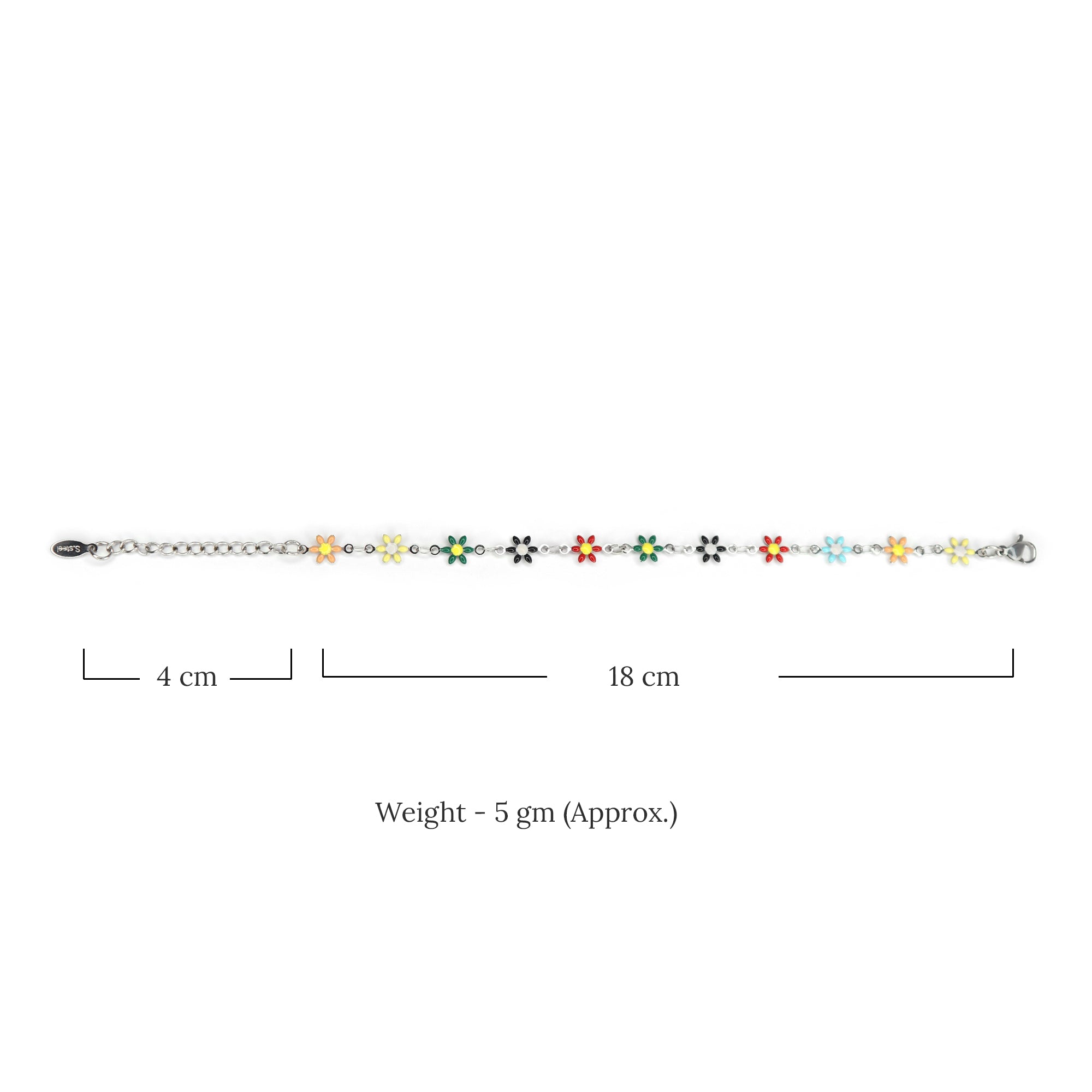 Rainbow Bloom Bracelet | 18K White Gold Plated | Anti Tarnish Jewellery