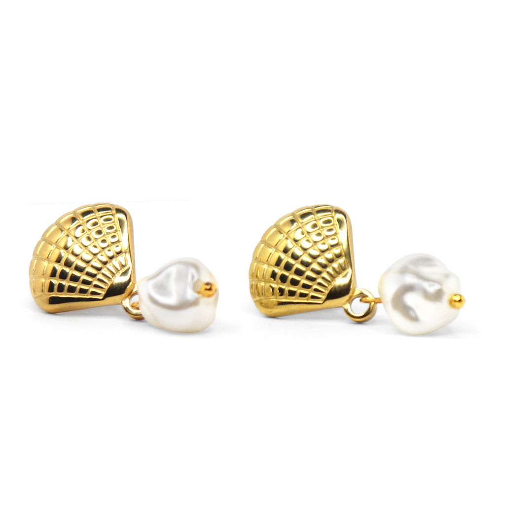 Shell Pearl Earring | 18K Gold Plated | Anti Tarnish Jewellery
