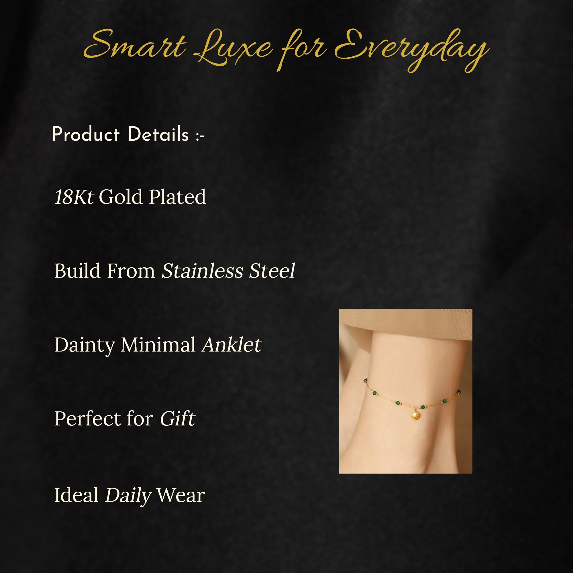 Marine Beads  Anklet | 18K Gold Plated | Anti Tarnish Jewellery