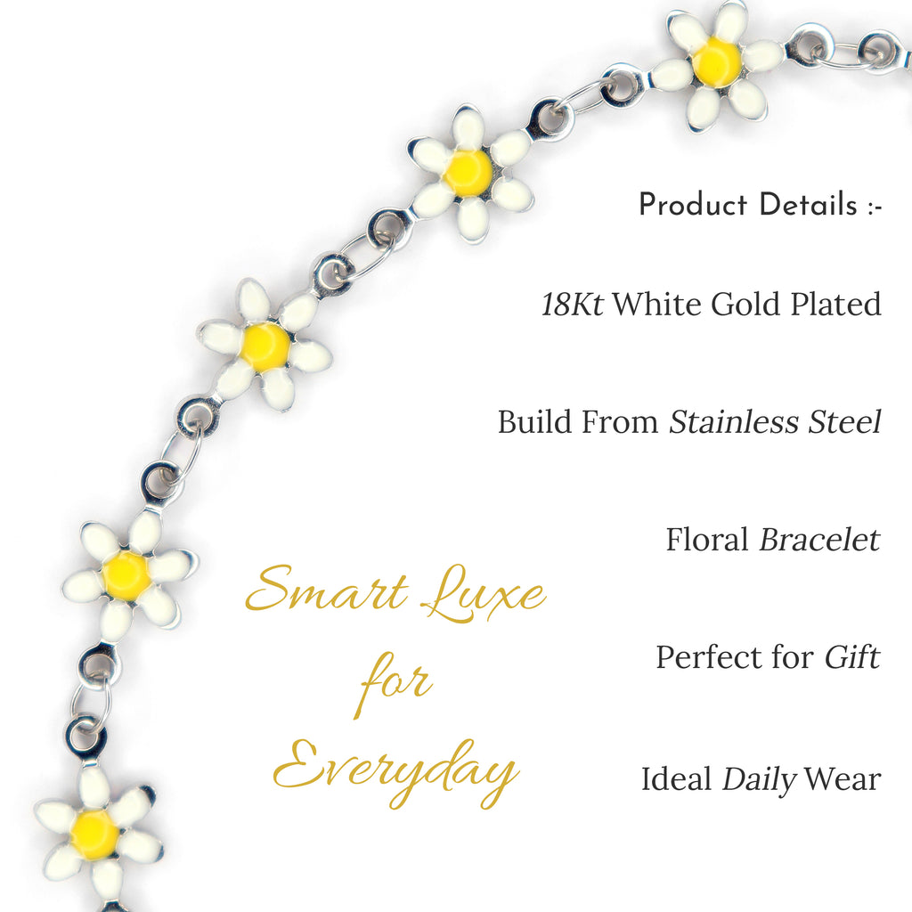 Yellow Bloom Bracelet | 18K White Gold Plated | Anti Tarnish Jewellery
