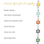 Rainbow Bloom Bracelet | 18K White Gold Plated | Anti Tarnish Jewellery