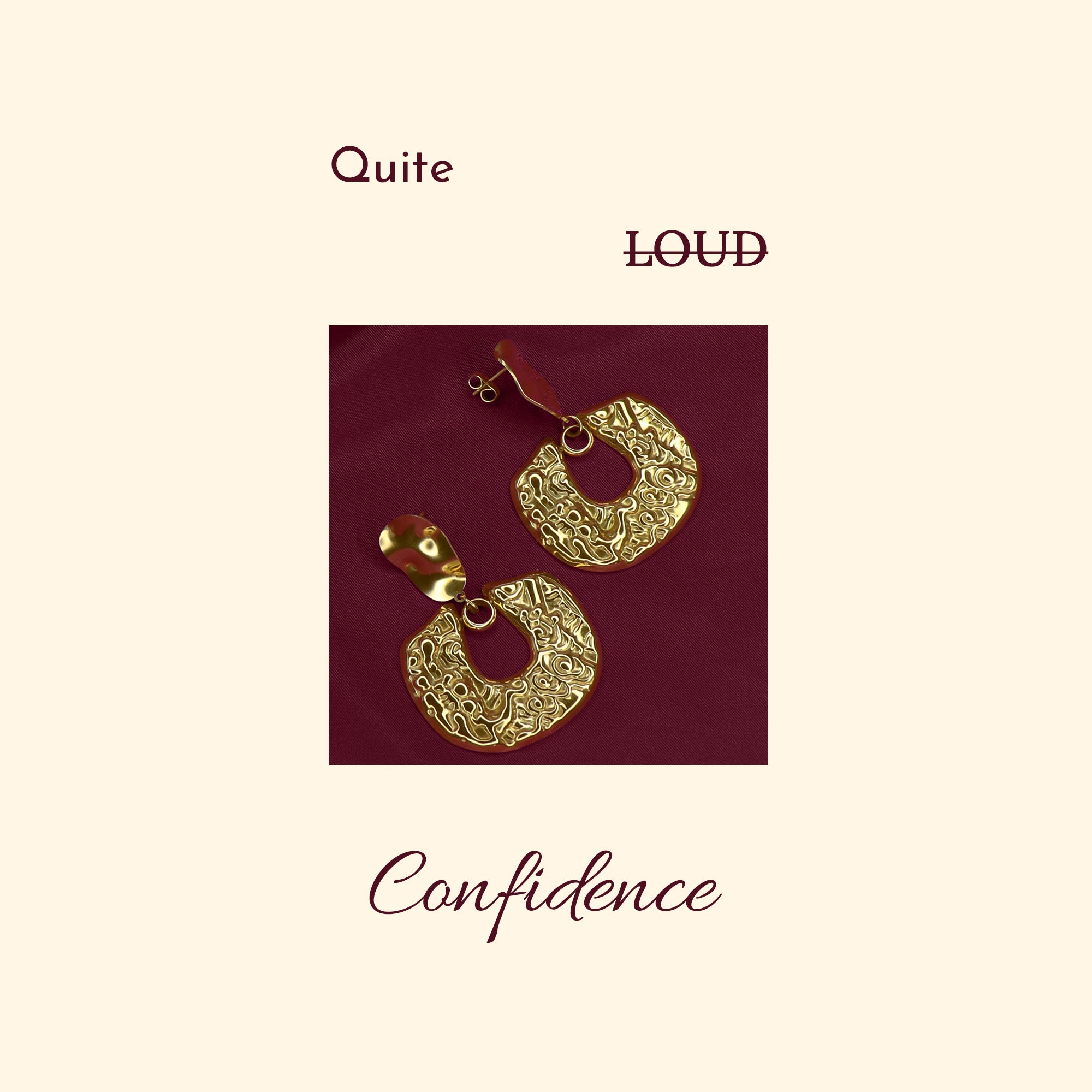 Pebbled Square Chunky Earring | 18K Gold Plated | Anti Tarnish Jewellery