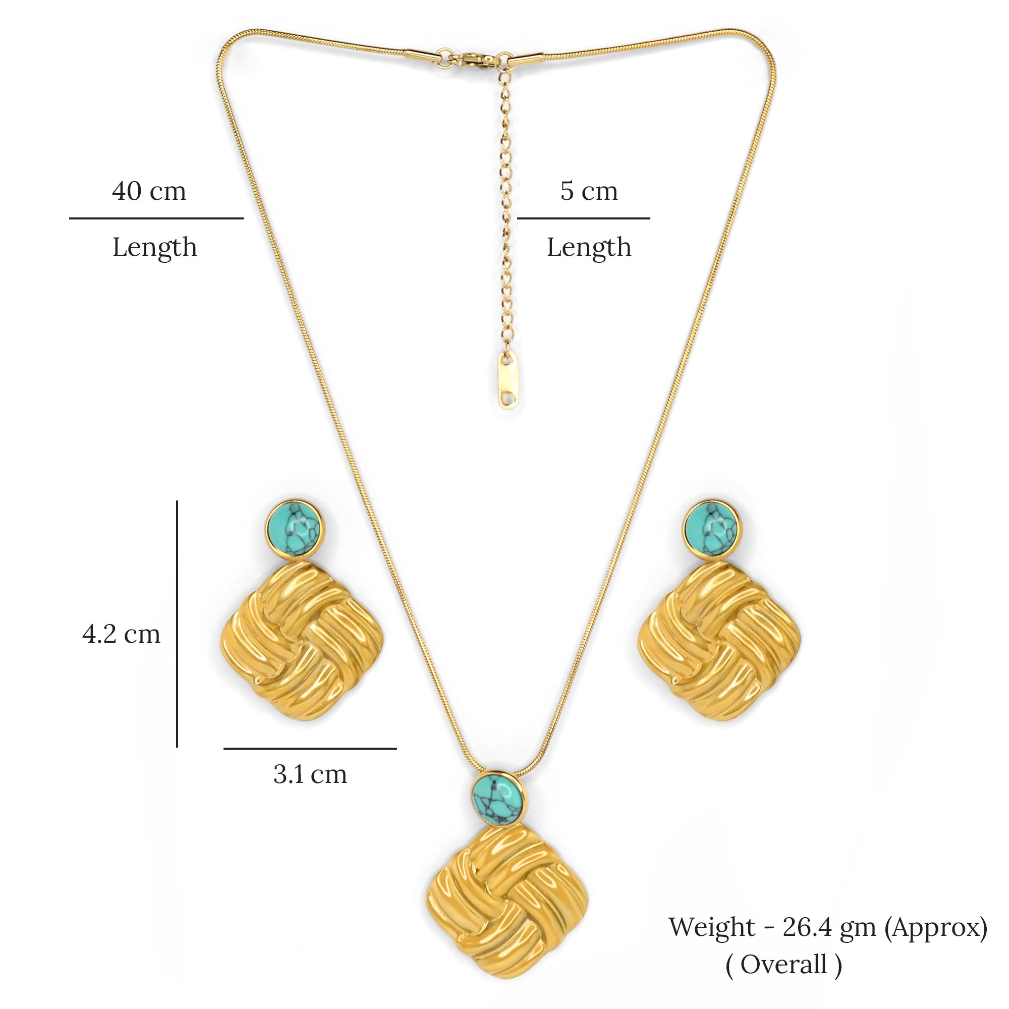 SOHIRA Turquoise Weave Necklace Set