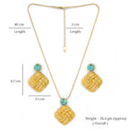 Turquoise Weave Necklace Set  | 18K Gold Plated  | Anti Tarnish Jewellery